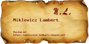 Miklovicz Lambert névjegykártya